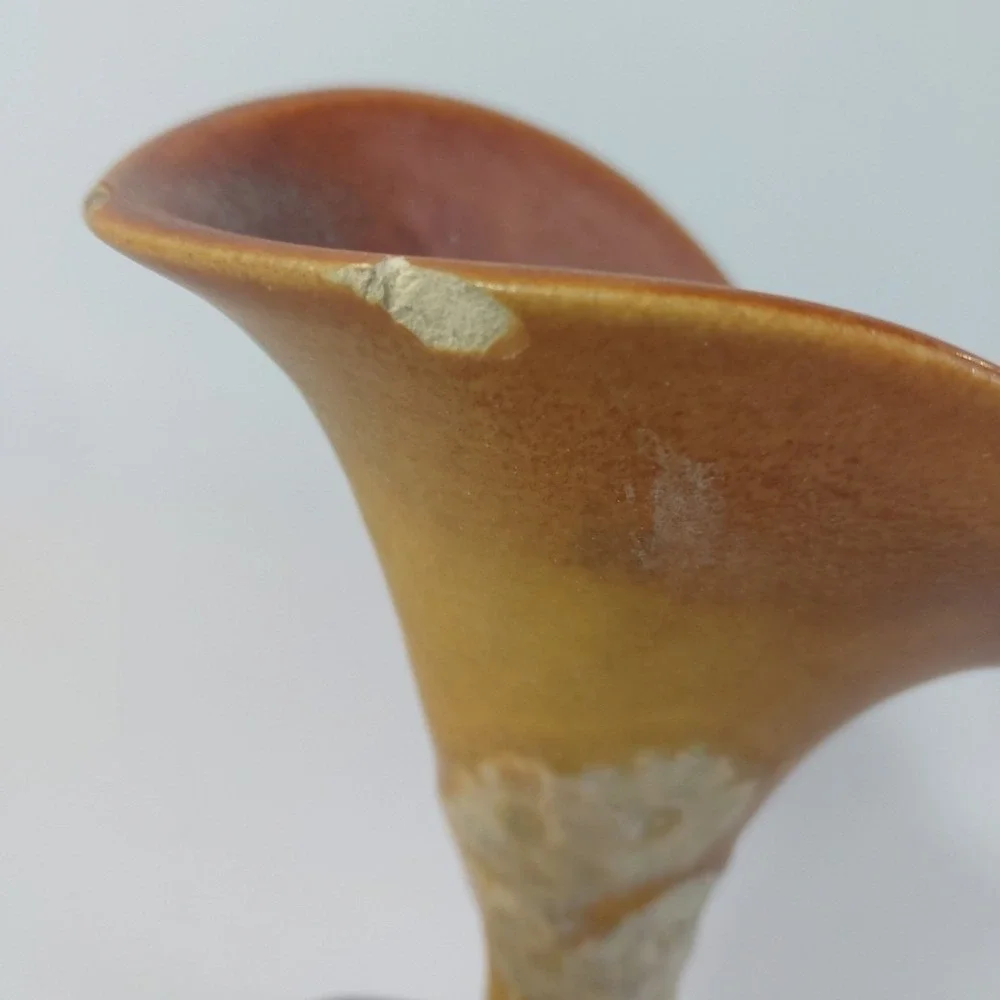 Roseville Pottery Apple Blossom 125‎ Cornucopia Vase Orange Green